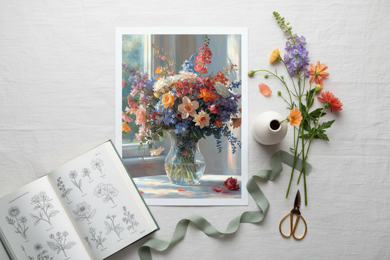 Blumen Poster Digital | Botanische Wandkunst Download