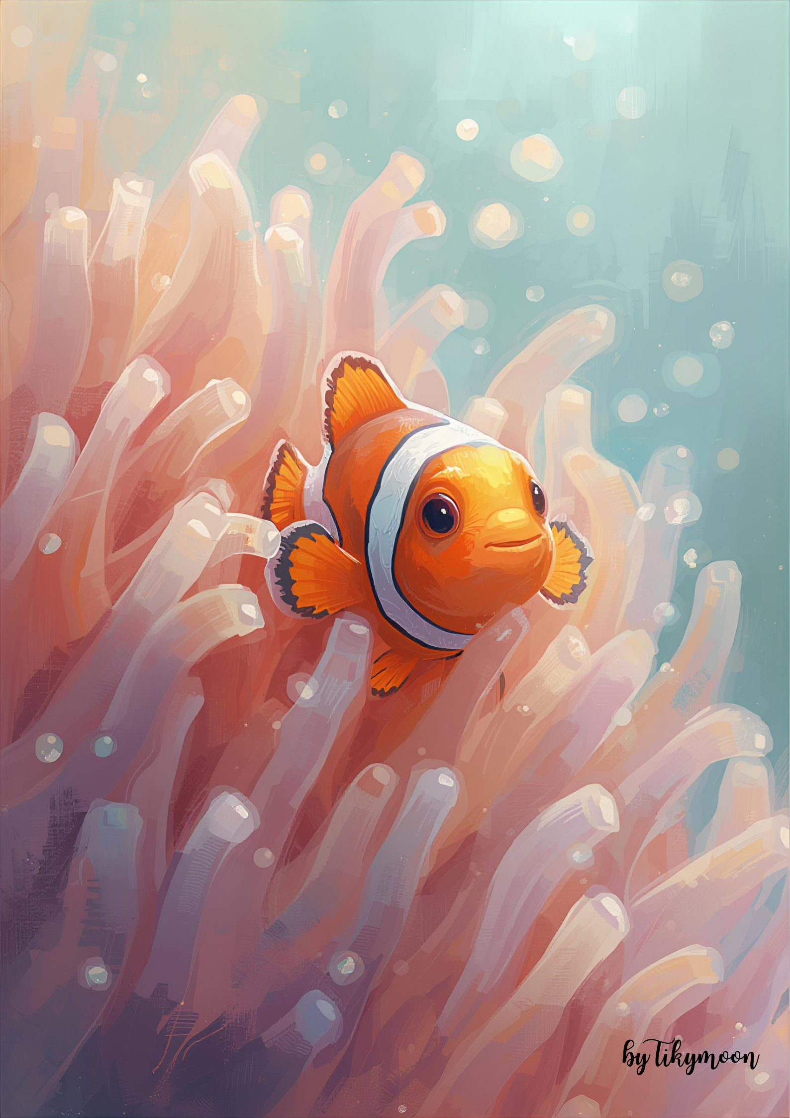 Clownfisch Poster Kinderzimmer | Digitaler Download Wandbild Unterwasserwelt